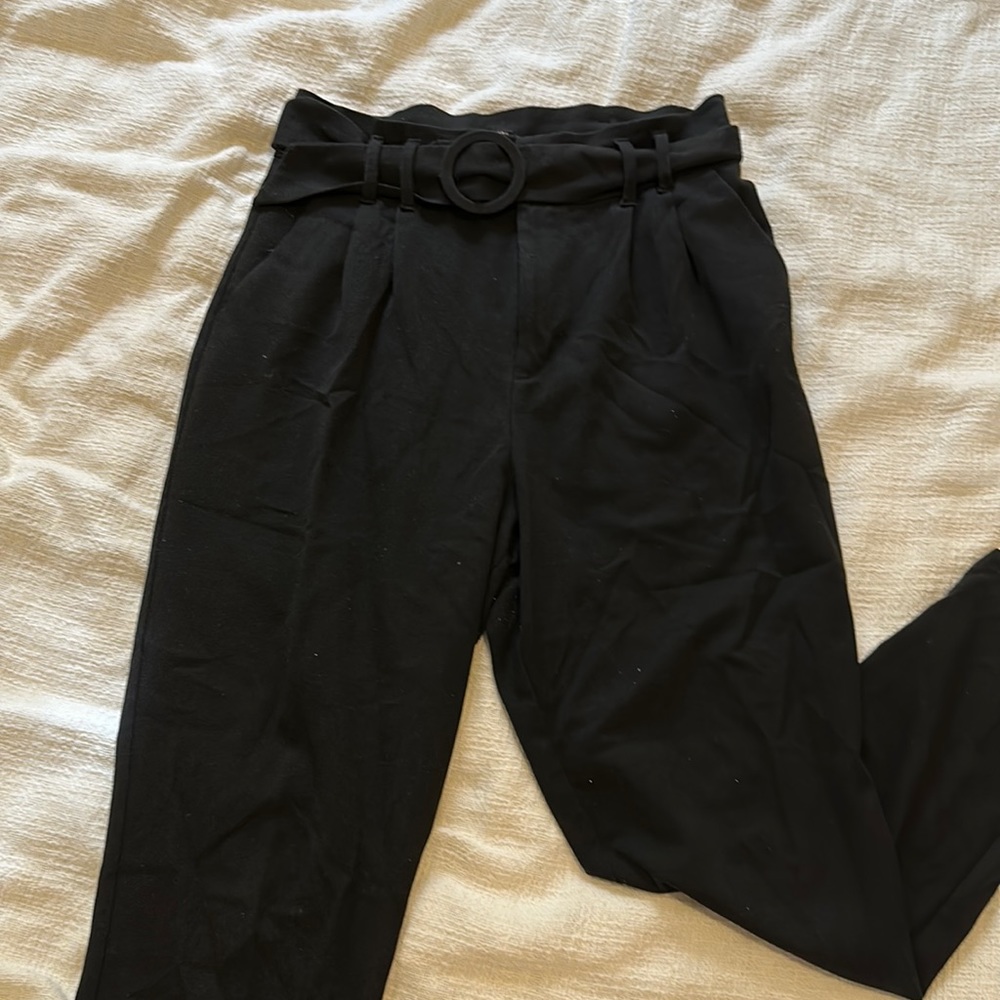 Black paper bag pants